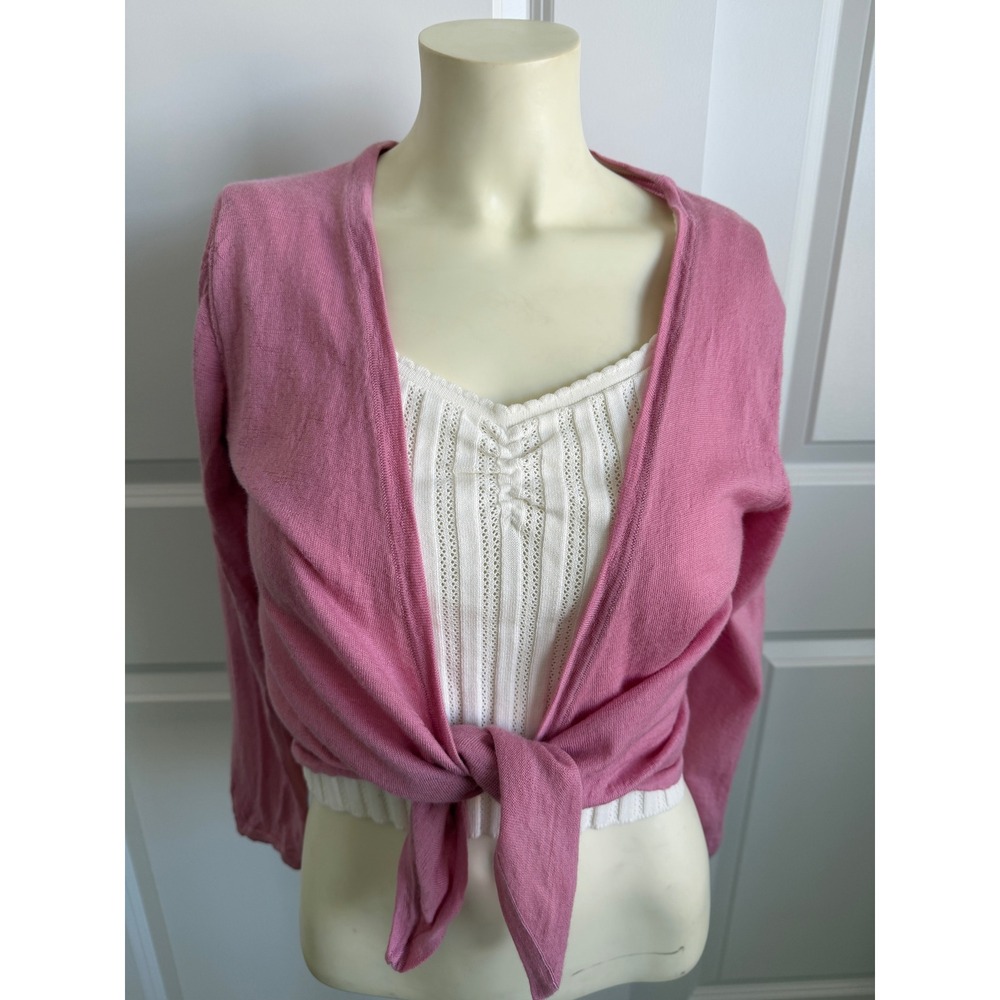Boden Pink Angora Blend Tie Front Waterfall Cardigan Size 6